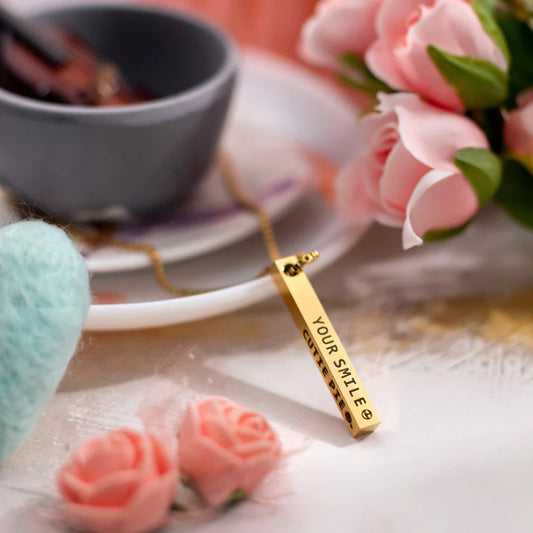 Engraved Name 3D Bar Necklace