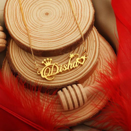 Crown And Heart Style Name Necklace